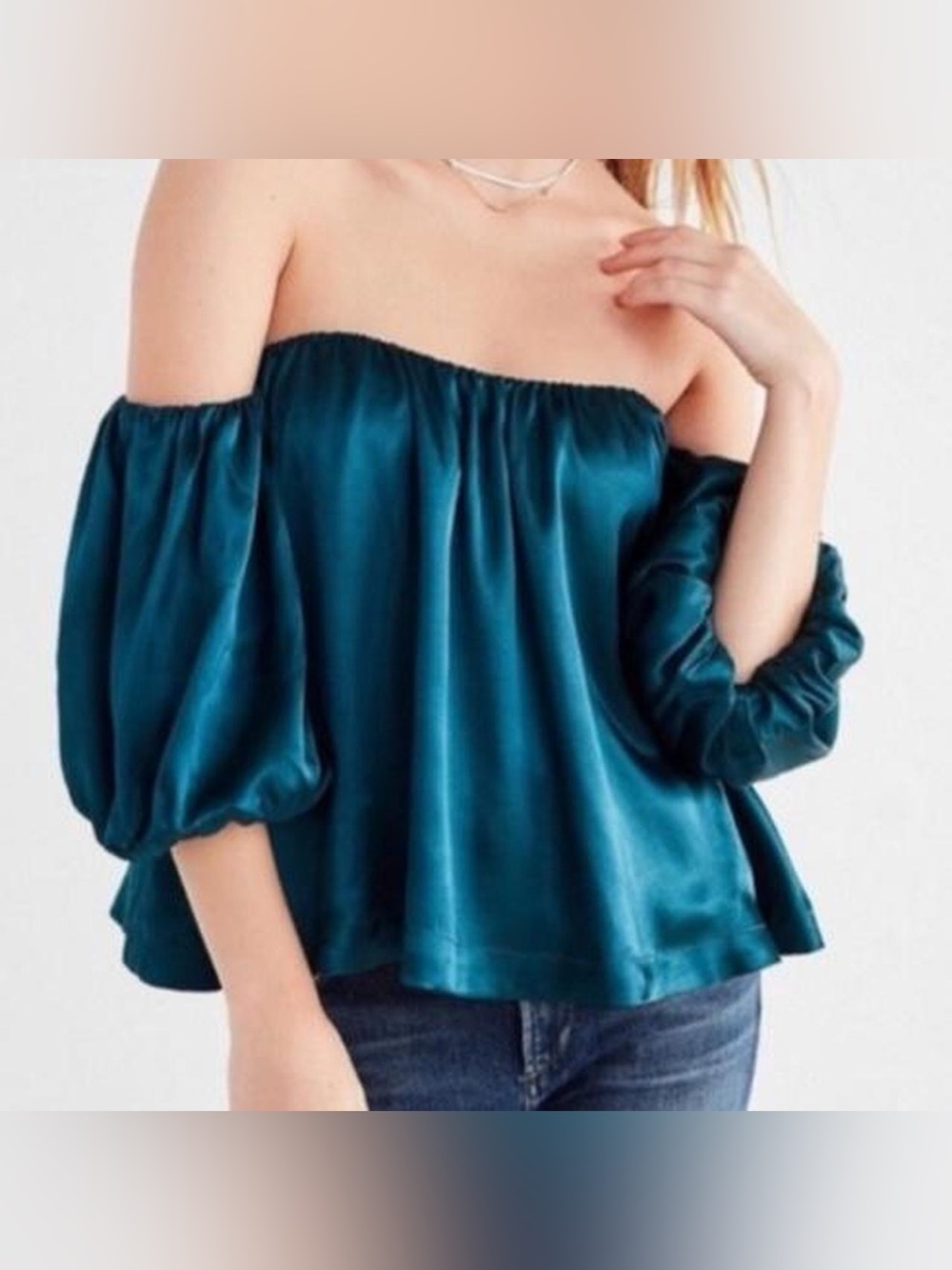 Urban outfitters teal off the shoulder top